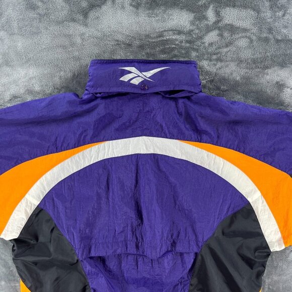Vintage Reebok Windbreaker Jacket Men XL Purple 1/2 Zip Anorak Hooded 90s Suns - Picture 4 of 13